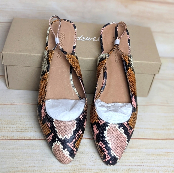 Madewell Shoes - NWT Madewell slingback flats snake print